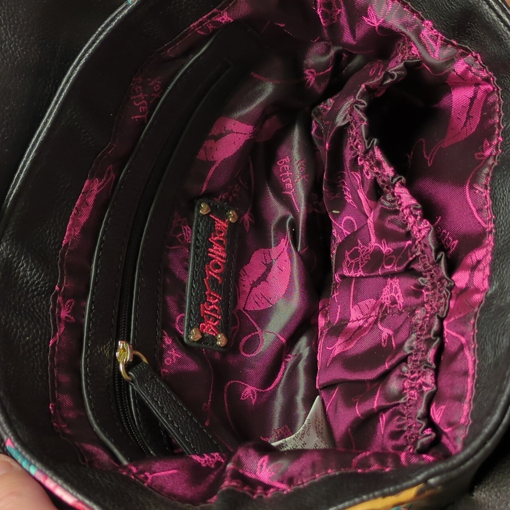 Betsy Johnson Satchel handbag leopard & flowers Bowler - Picture 3 of 15